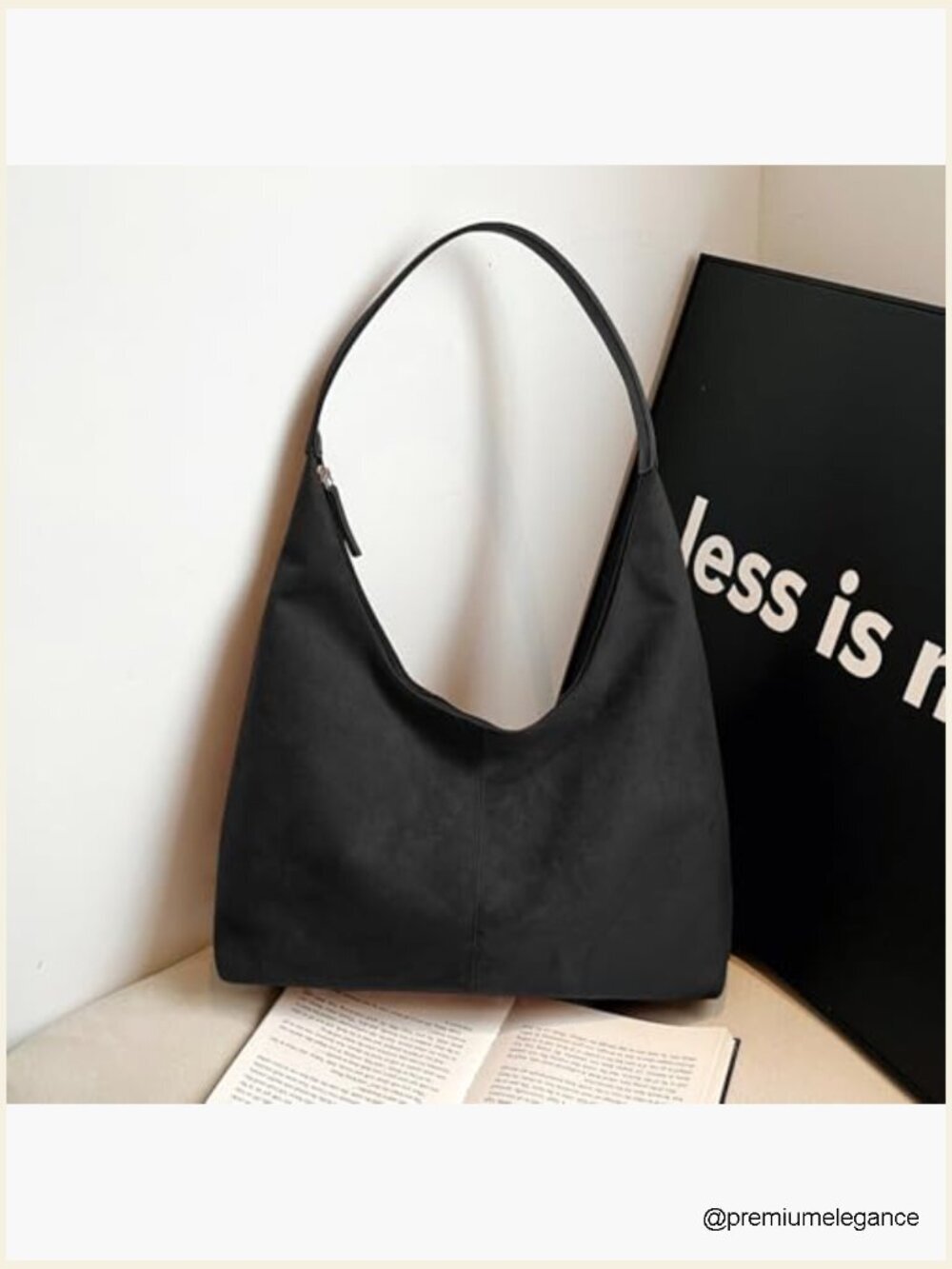 Faux Suede Tote Bag with Magnetic Closure, Large Capacity Shoulder Bag for Work - Picture 3 of 7